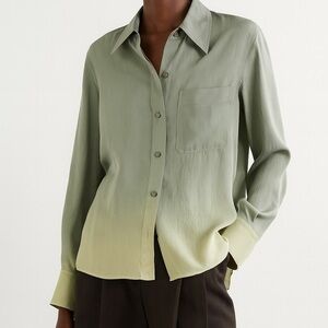 Vince green boxy button down blouse